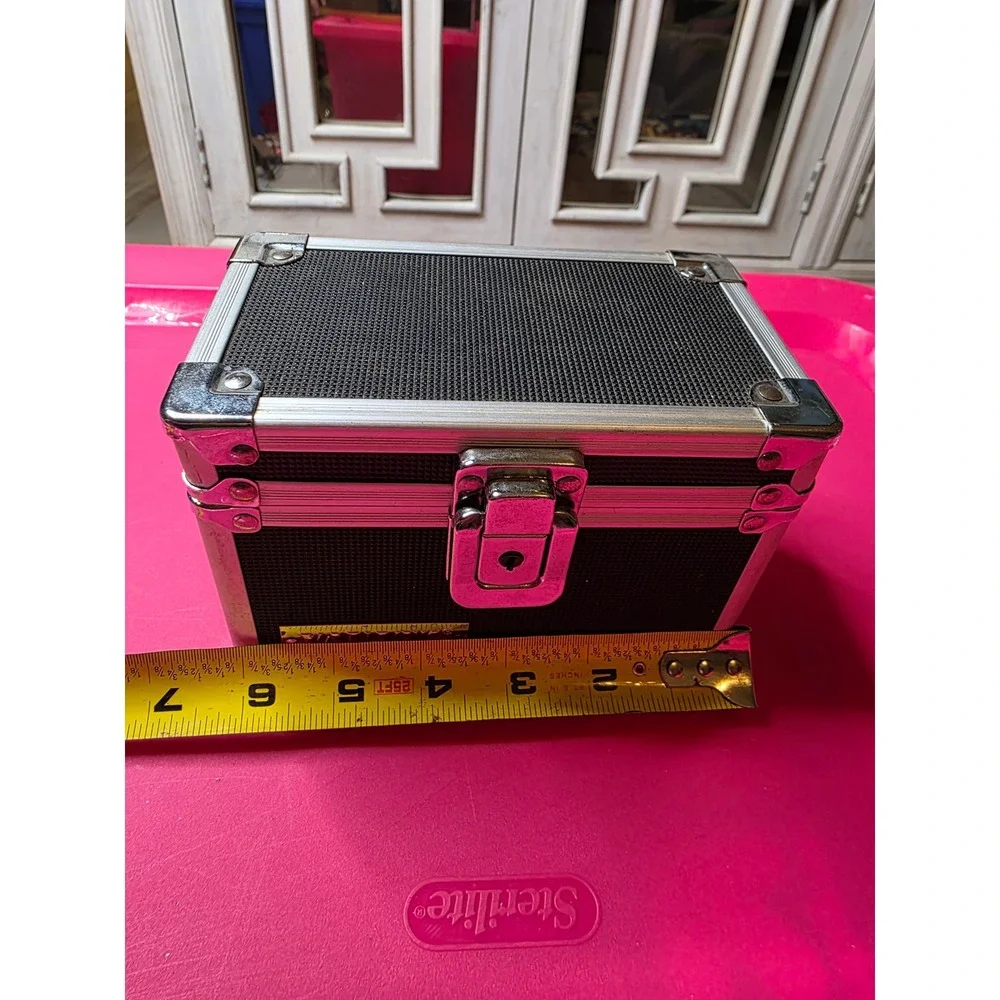 Vaultz Mini Locking Storage Box Black Chrome Security‎ Case Key Lock VZ01002